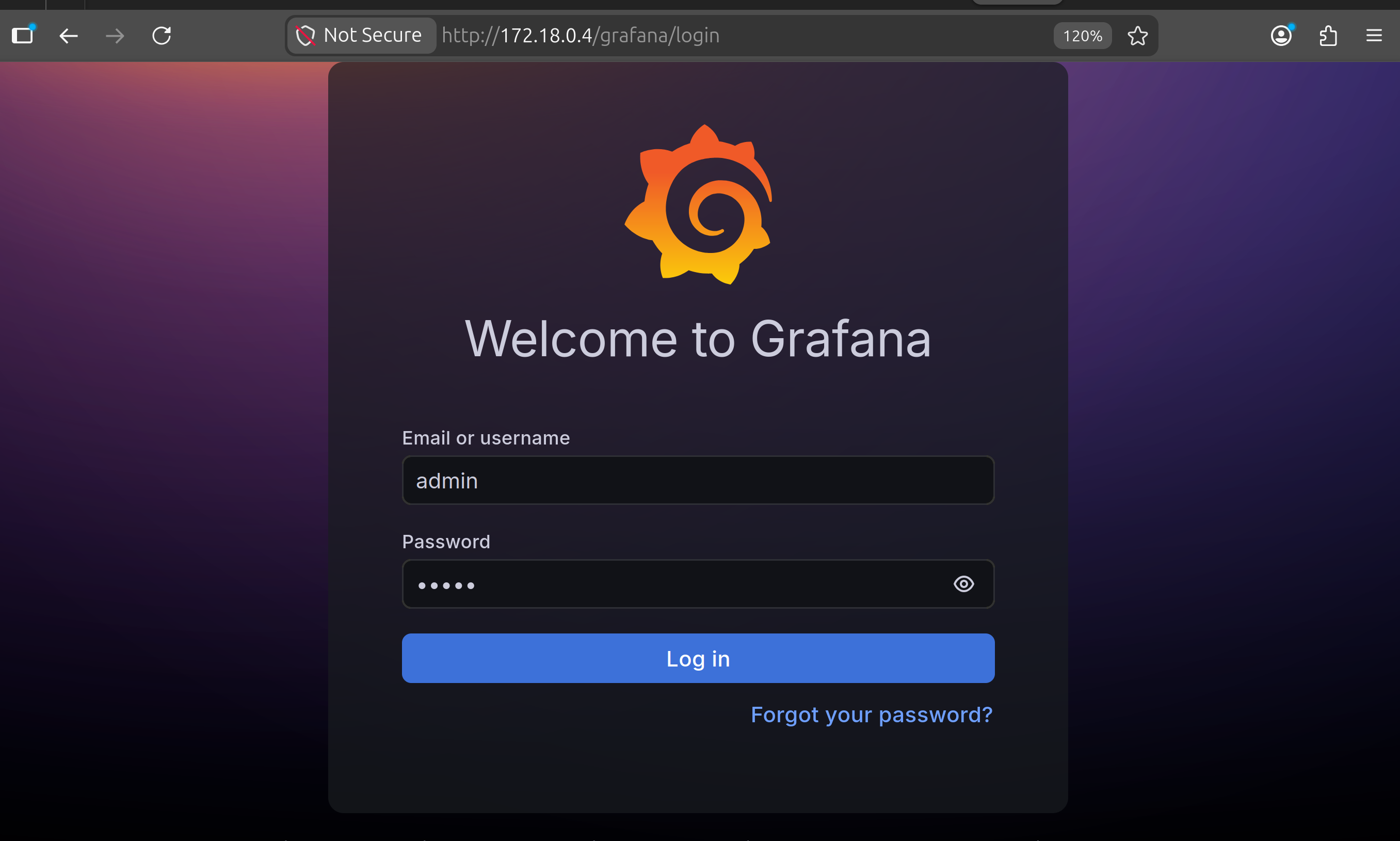 Grafana login screen Image alt