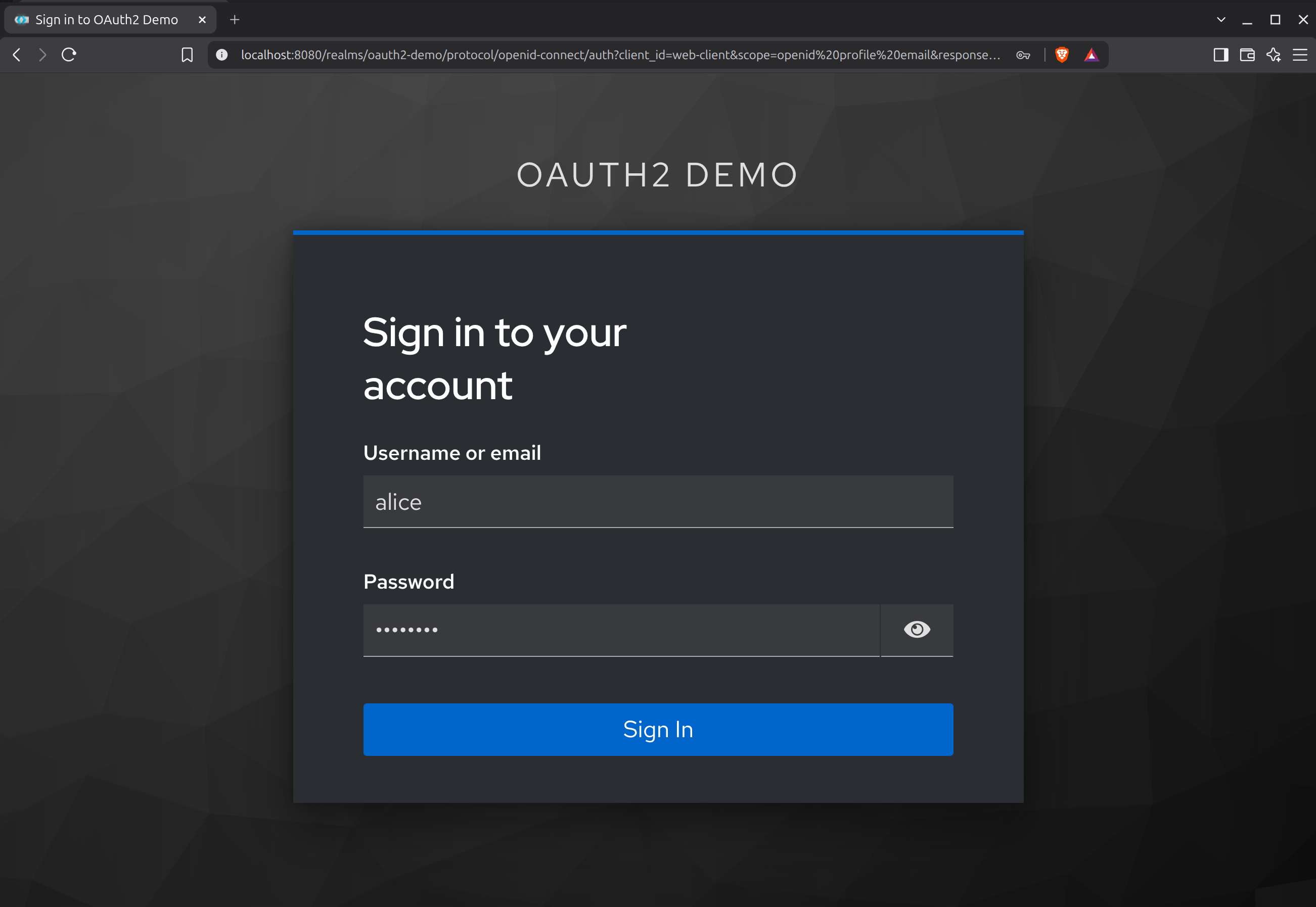 OAuth Login Form Image alt