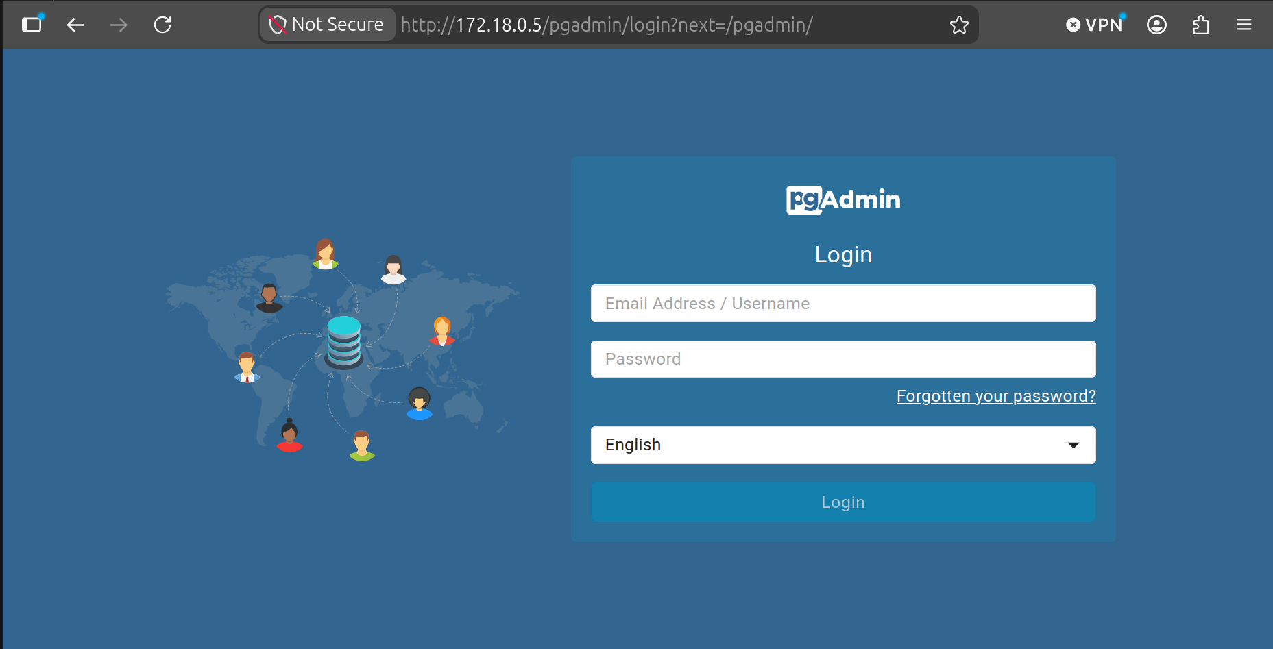 pgadmin login screen Image alt